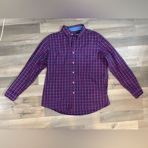 Chaps Red and Blue Plaid Casual Button-Down Shirt